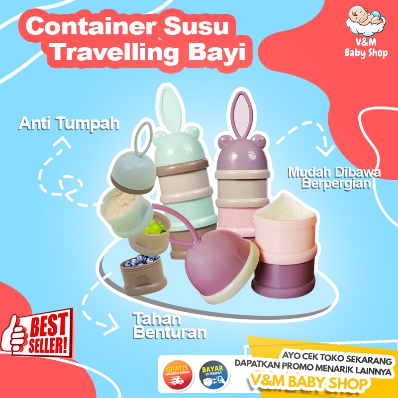 VnM004 | Tempat Susu Bubuk Dispenser Container Susu Travelling Bayi Praktis 3 Susun