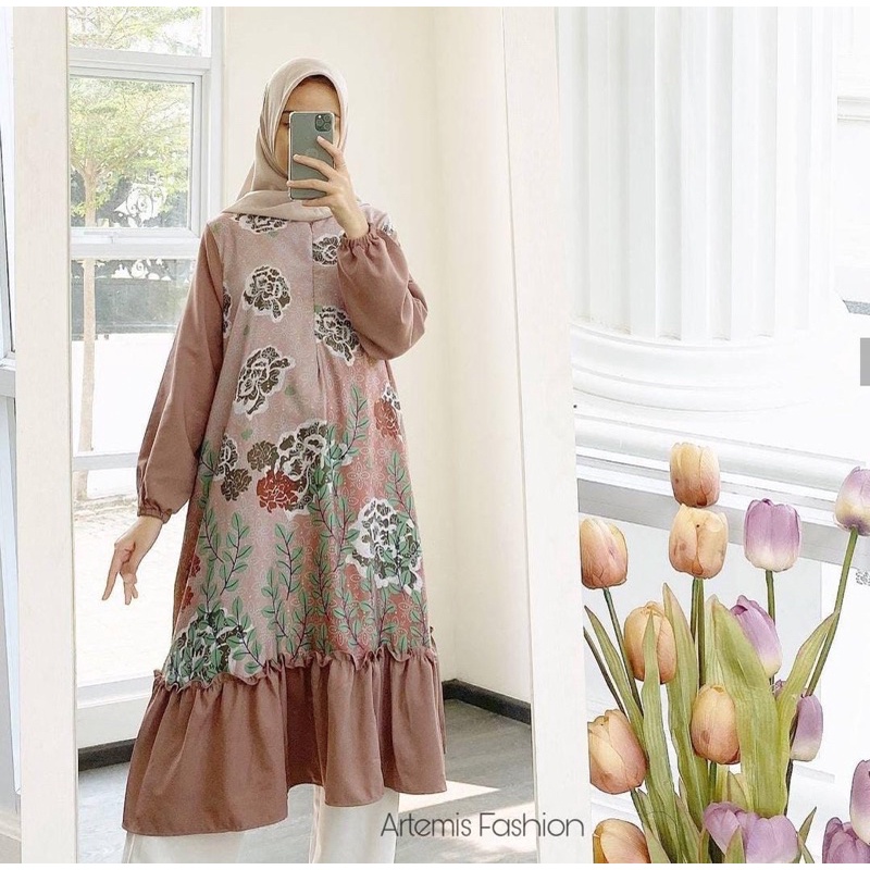 (RPA) LONG TUNIK NECLA ROSE KOMBINASI RAYON PREMIUM