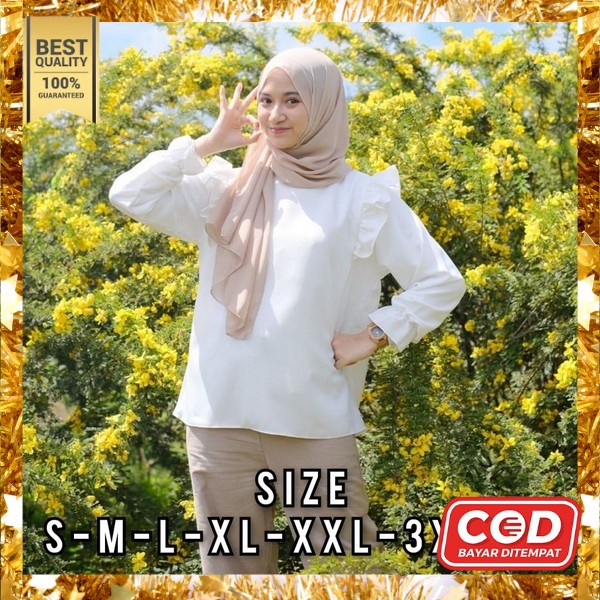 Bloes Kerja Cewek Korean Style Blus H M Bluse Putih Hitam Crinkle Jumbo Blose Import Korea Kmja Terb