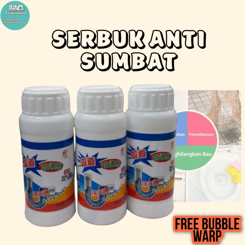 Serbuk Bubuk Anti Sumbat Saluran Air Pipa Closet Drainase Westafel Anti Mampet Kran