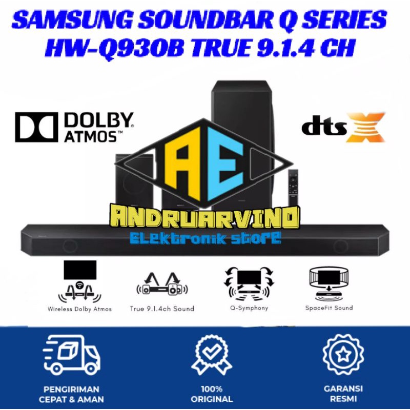 SAMSUNG SOUNDBAR Q SERIES HW Q930B TRUE 9.1.4ch SUBWOOFER WIRELESS NEW HWQ930B