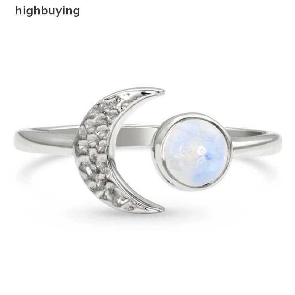 Hbid Cincin Silver Vintage Model Terbuka Dengan Batu Opal Kristal Moonstone Natural Untuk Wanita