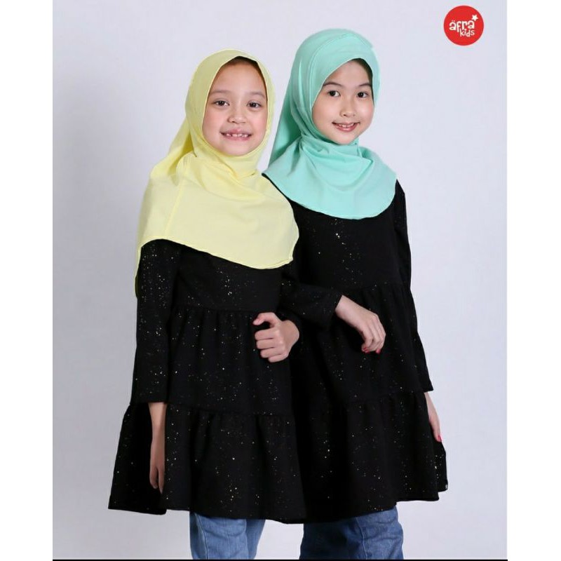 Tunik Basic Hitam blink-blink glitters by Afrakids AT001 AT002 AT003