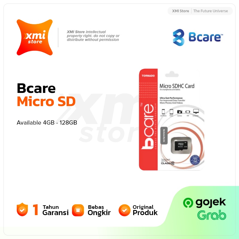 Micro SD Bcare 4GB/8GB/16GB/32GB/64GB/128GB -100MBPS Class 10 Original