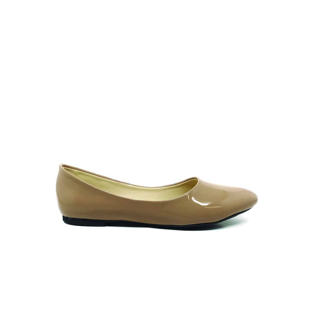 Workswell Sepatu Flat Wanita Basic Ujung Lancip Kode 3697 Mocca Glosy