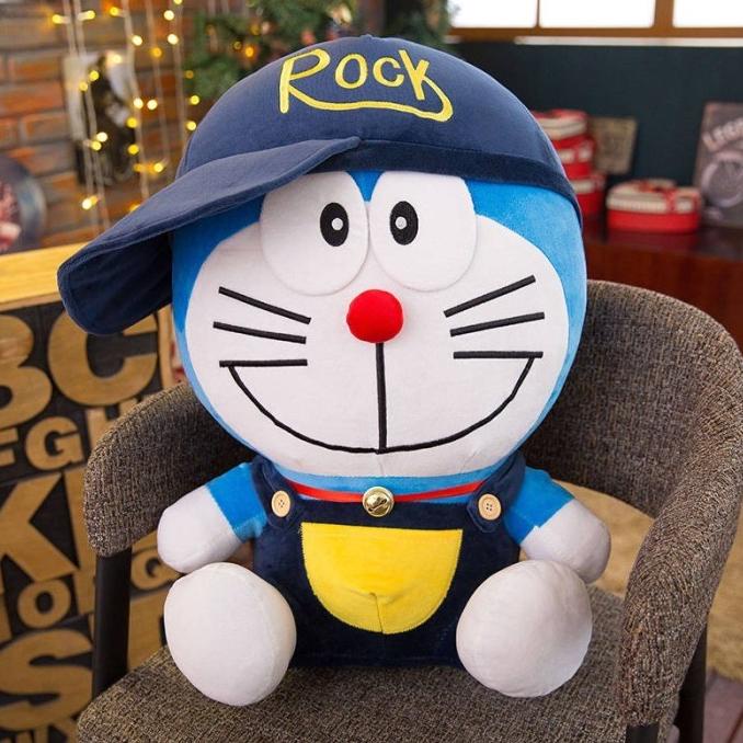 Boneka Doraemon Topi Rock Baju Kodok Jumbo Besar Lucu Murah SNI 30 Cm