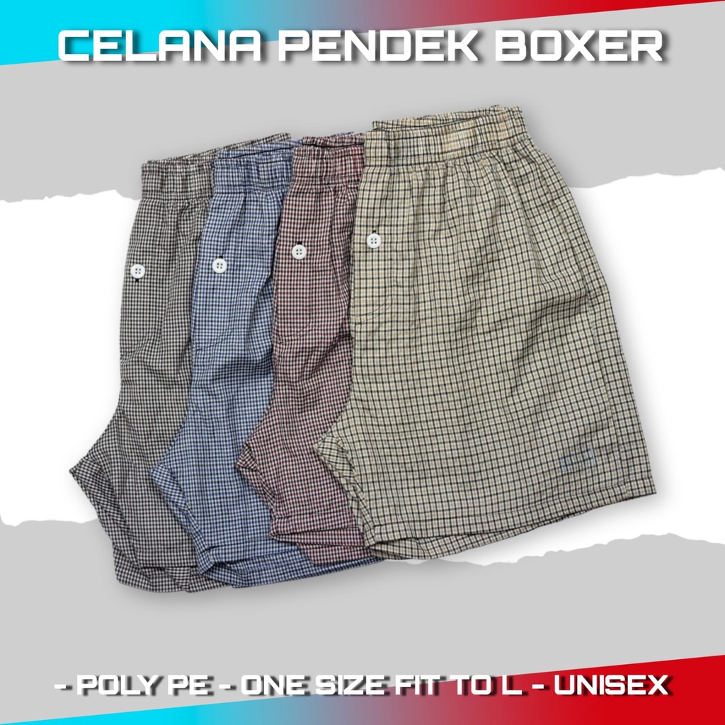 CELANA BOXER PRIA WANITA MODEL KANCING MOTIF KOTAK ALL SIZE BEST SELLER
