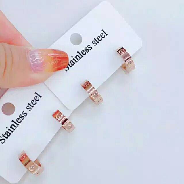 GG Anting Jepit Cartie*r Titanium Rose Gold#AT-