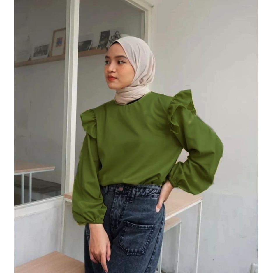 Hasby blouse Atasan wanita terbaru  Iner polos bahan crinkle