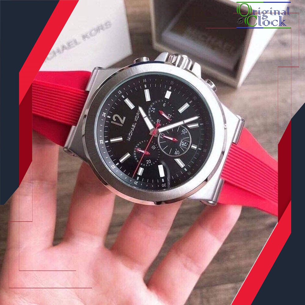 MICHAEL KORS DYLAN ORI MK8169 RUBBER STRAP STAINLESS STEEL SILVER CASE