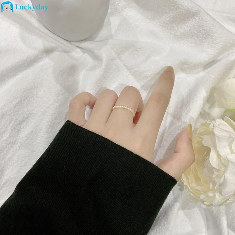 YEEZII Cincin Hias Mutiara Gaya Koeran Untuk Wanita