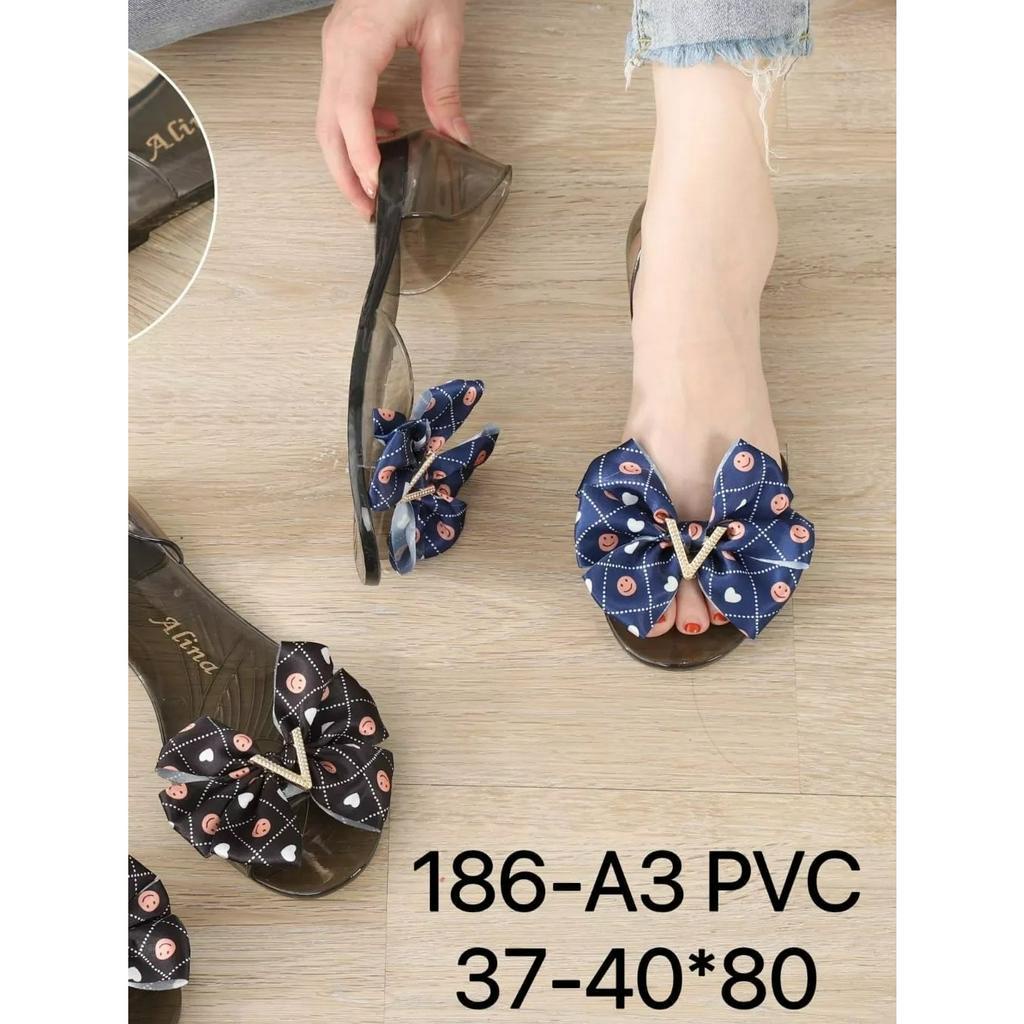 SEPATU CEWE WANITA KARET JELLY KACA FLAT SHOES TEPLEK ALINA 186-6