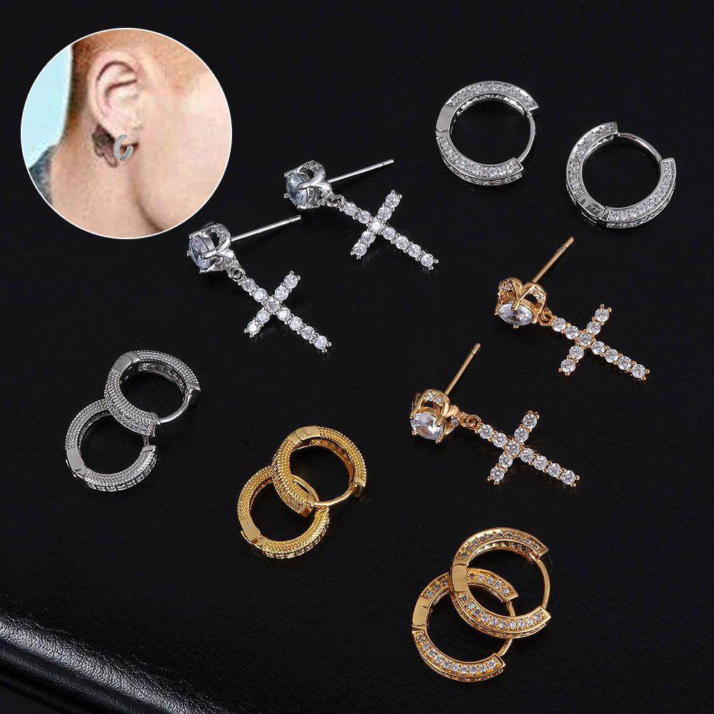 Lily Cross Anting Perhiasan Fashion Helix Tulang Rawan Tragus Cubic Zirconia Huggie Hoop Earring Zirkon Telinga Stud