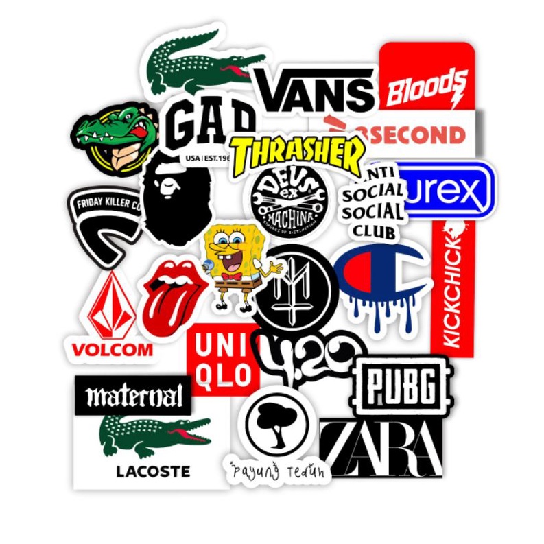 

isi 34 pcs Stiker Sticker Logo Brand Graftac Vinyl distro Band Case Pop art Aesthetic phone Grafiti Tumblr Striping Helm