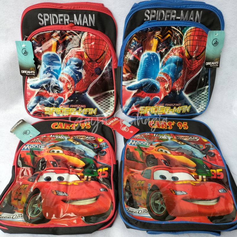 Ransel Kecil 12 Inch Dreams Cars Spiderman Tas Sekolah Murah Anak Laki TK