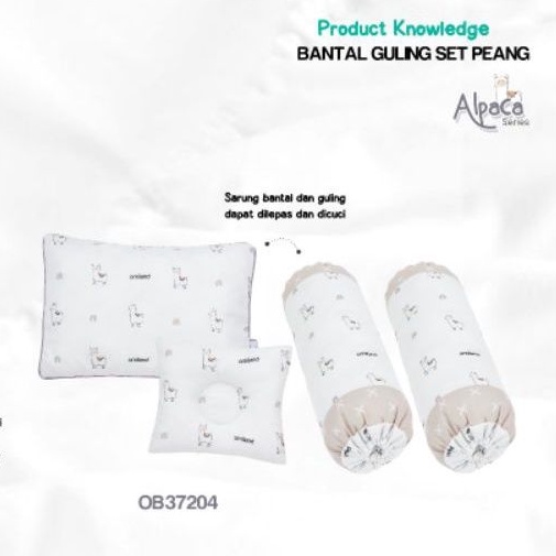 Omiland Baby B+G Bantal Bayi SET Guling  peang Alpaca seri cream/biru