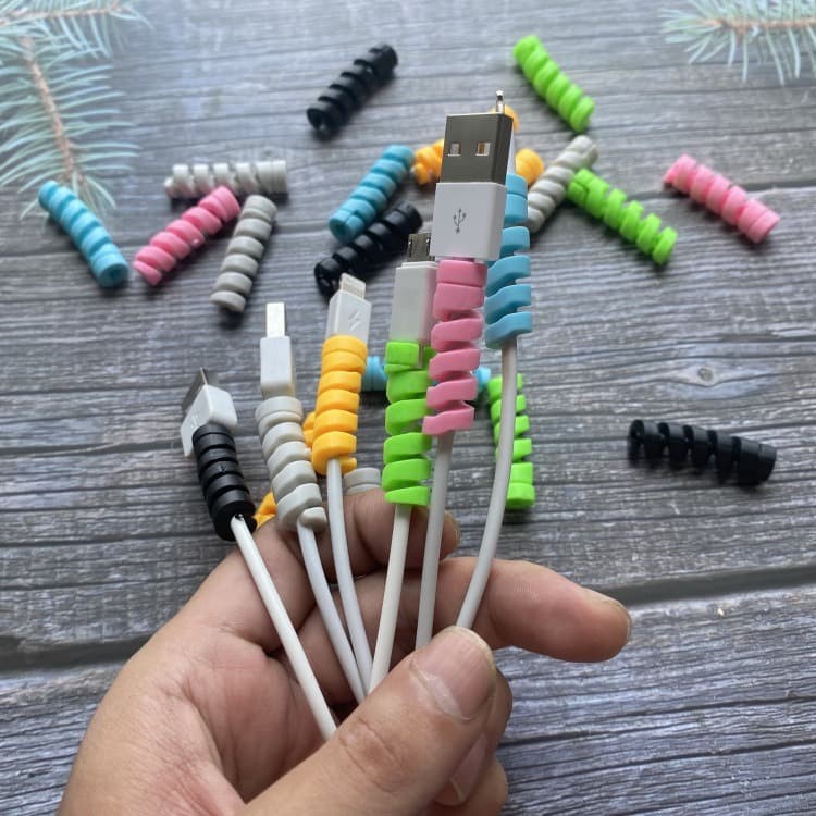 Cable Protector Spiral / Pelindung Kabel universal Android iPhone Mac warna warni lucu dan imut anti patah dan anti ribet