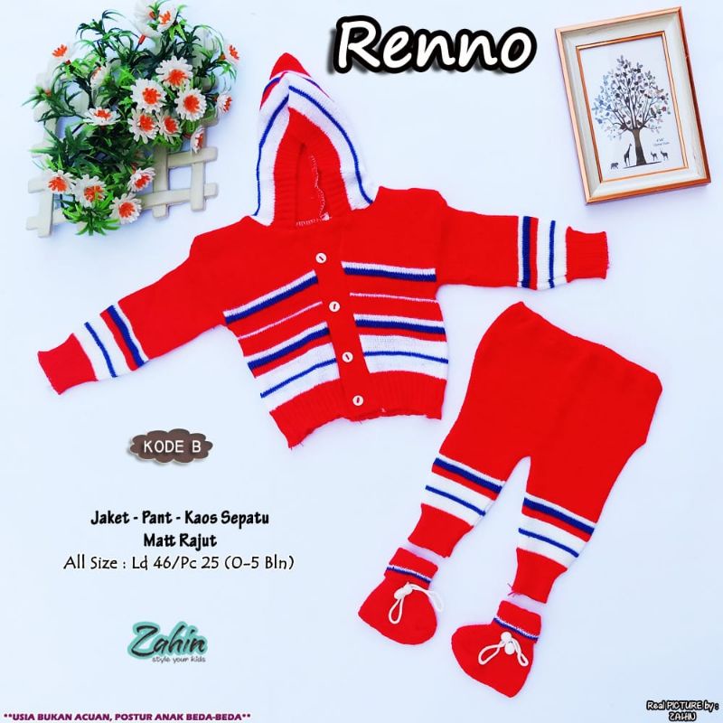 RENNO SETELAN RAJUT BAYI USIA 0-3 BULAN BY ZAHIN