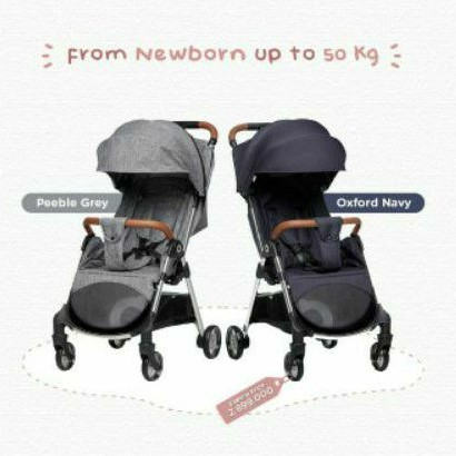 stroller XERO SUPER STRONG anak bayi newborn auto fold peeble grey oxford navy