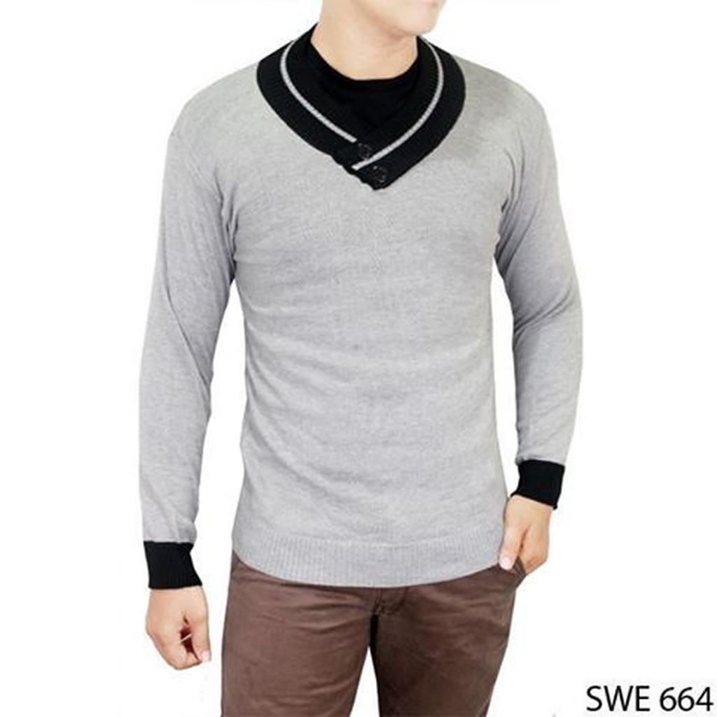 Sweater Pria Rajut Abu Muda – SWE 664
