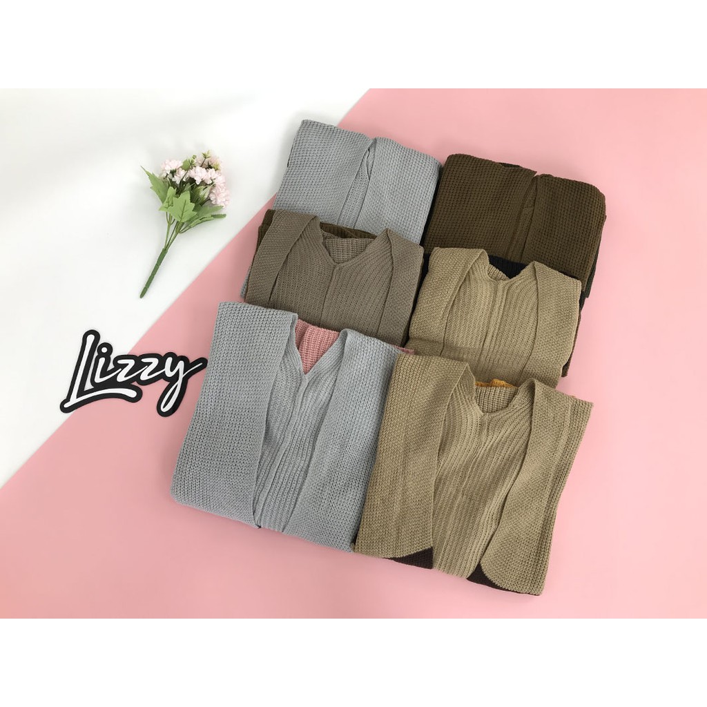 Lizzy - OVERSIZED CARDIGAN PASTEL GREYISH ARMY MIX PREMIUM