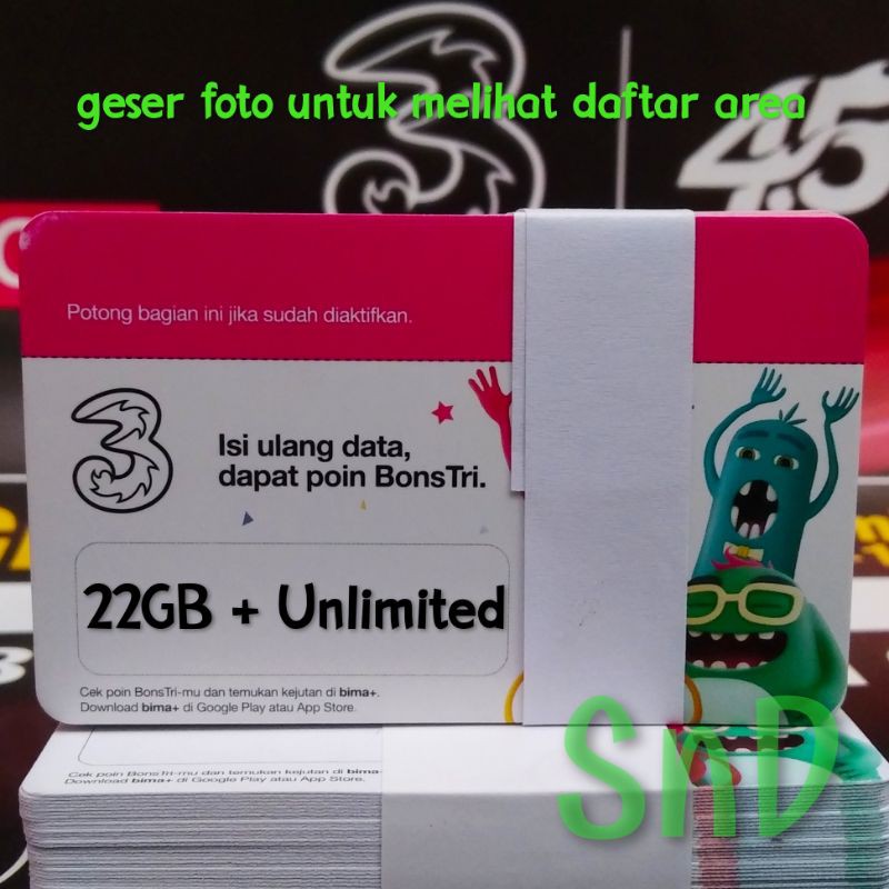 Vocer TRI 22GB UNLIMITED Total 52GB area JawaTengah dan Yogyakarta