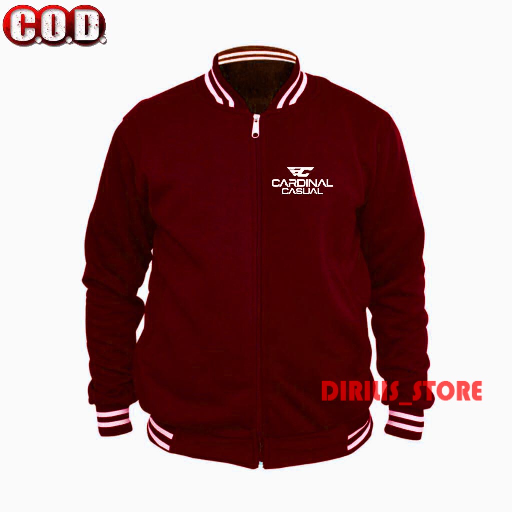 PROMO JAKET VARSITY BASEBALL PRIA & WANITA CARDINAL CASUAL > BAHAN FLECEE NON LEBEL > SWEATER > JAKE