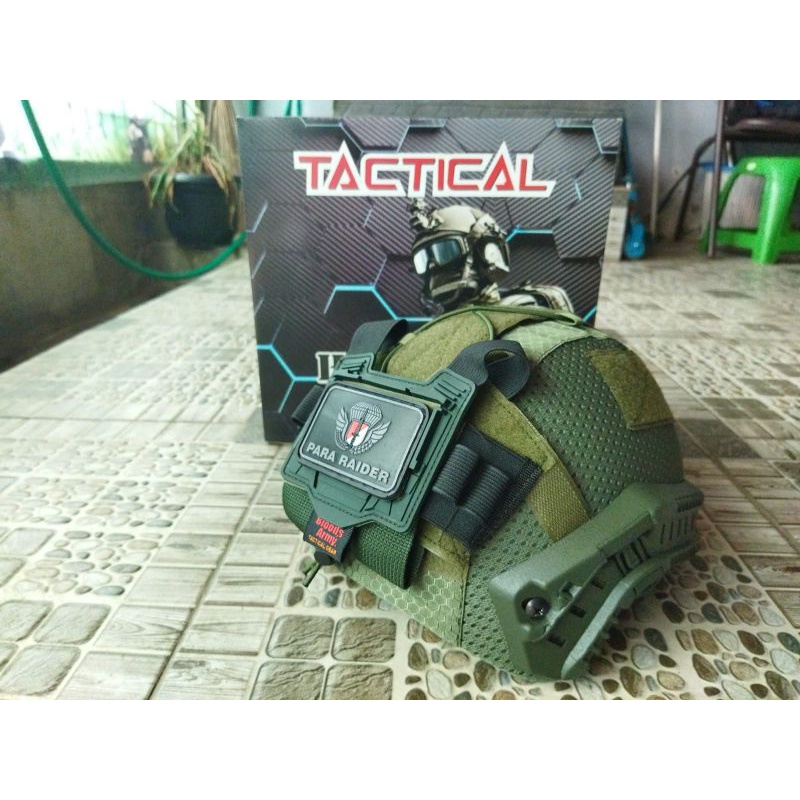 Helm Tactical Mich 2001 Cover Hijau Army