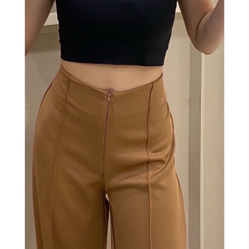 TRIVELA - Celana Scuba Highwaist Sleting / Zipper Highwaist Cullotes P927