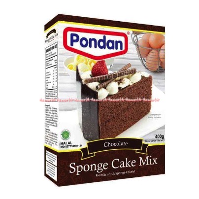 Pondan Sponge Cake Mix 400gr Cokelat Tepung Instan Premiks Instant Membuat Kue Spon Cake Rasa Coklat Chocolate Pondan Powder