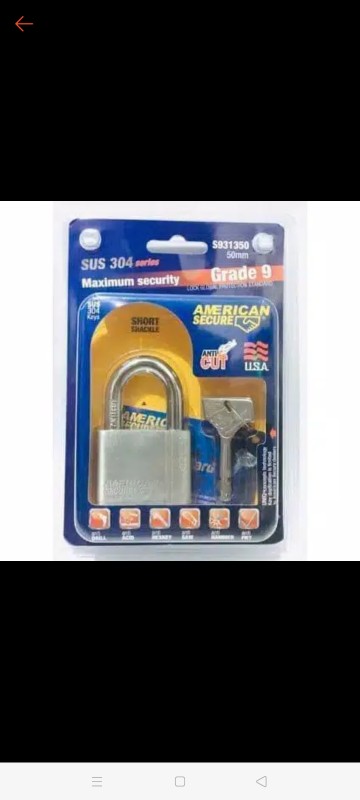 American Secure Gembok Anti Maling 50mm Short Termurah - 50 Mm Pendek