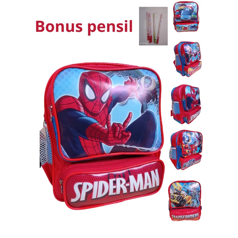 BISA COD / BAYAR DI TEMPAT / TAS RANSEL/ BONUS PENSIL / TAS ANAK KARAKTER LAKI LAKI /PAUD / TK / PLAYGROP