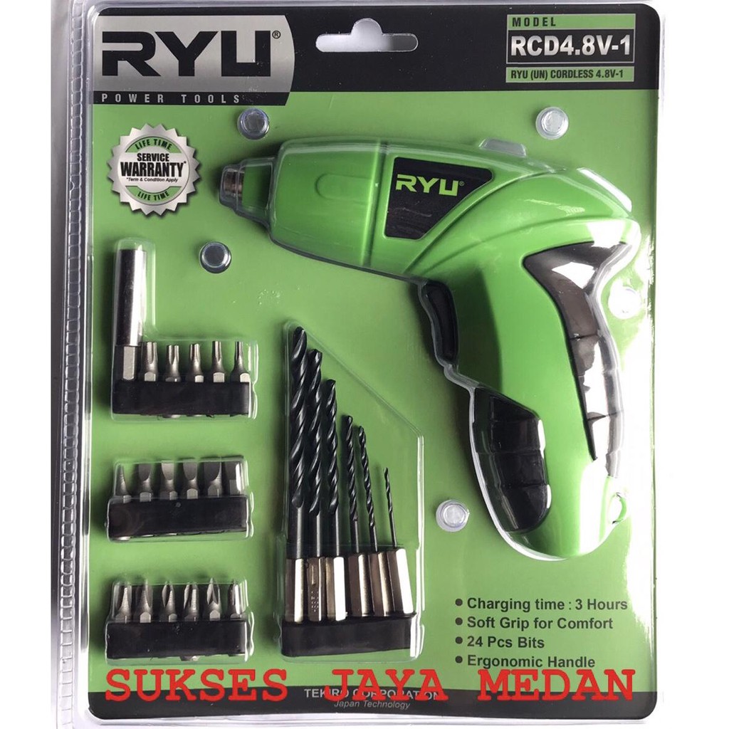 Cordless screwdriver / bor obeng batre USB merk ryu tekiro RCD 4.8 V-1