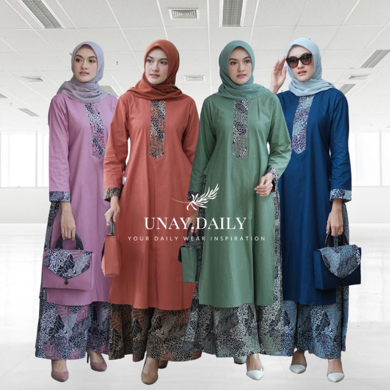 Niswara Wanita (Set Tunik, Kulot, Tas, Masker) Original by Unay Daily
