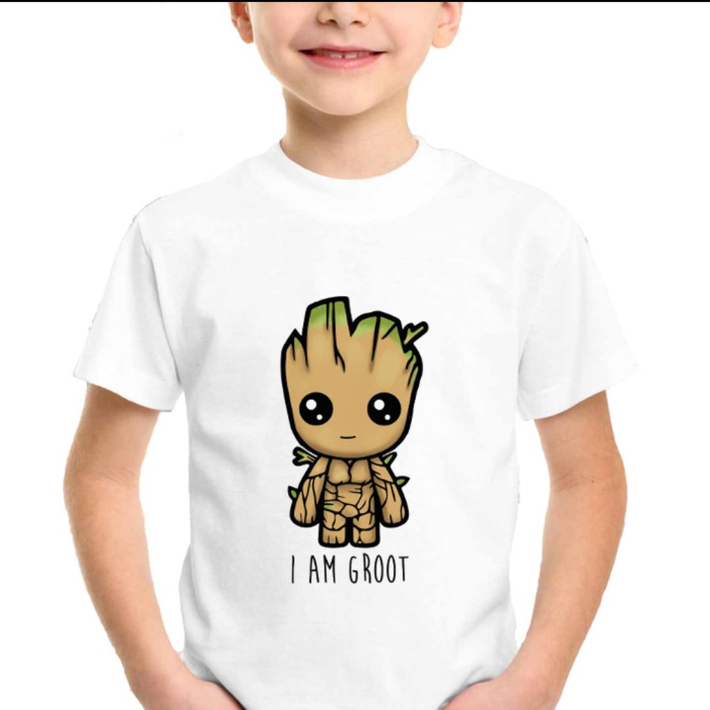 KAOS BAJU ANAK LAKI LAKI I AM GROOT PUTIH