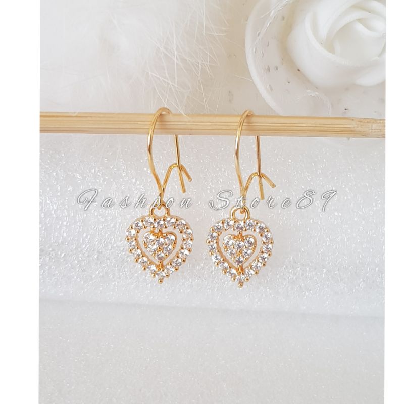 Anting Love Fashion Xuping perhiasan lapis emas import Dewasa Jurai Anting love Full permata