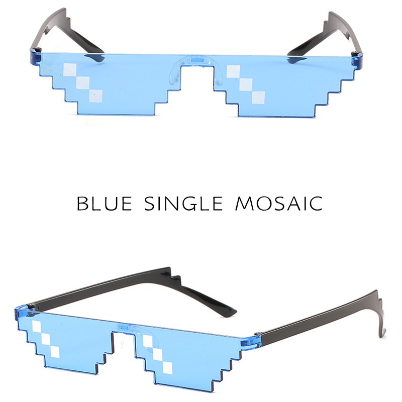 (YUZHU) Kacamata Hitam Wanita Model Jepang Pixel untuk Pesta / Cosplay Mosaic Sunglasses