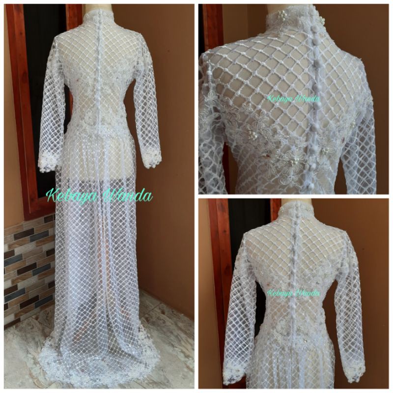 (Ready) Kebaya Akad Nikah Full Payet / Gaun Pengantin Tile Kotak