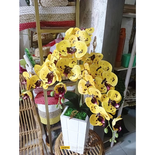 set anggrek latex vas/anggrek latex murah meriah/bunga anggrek pojok latex