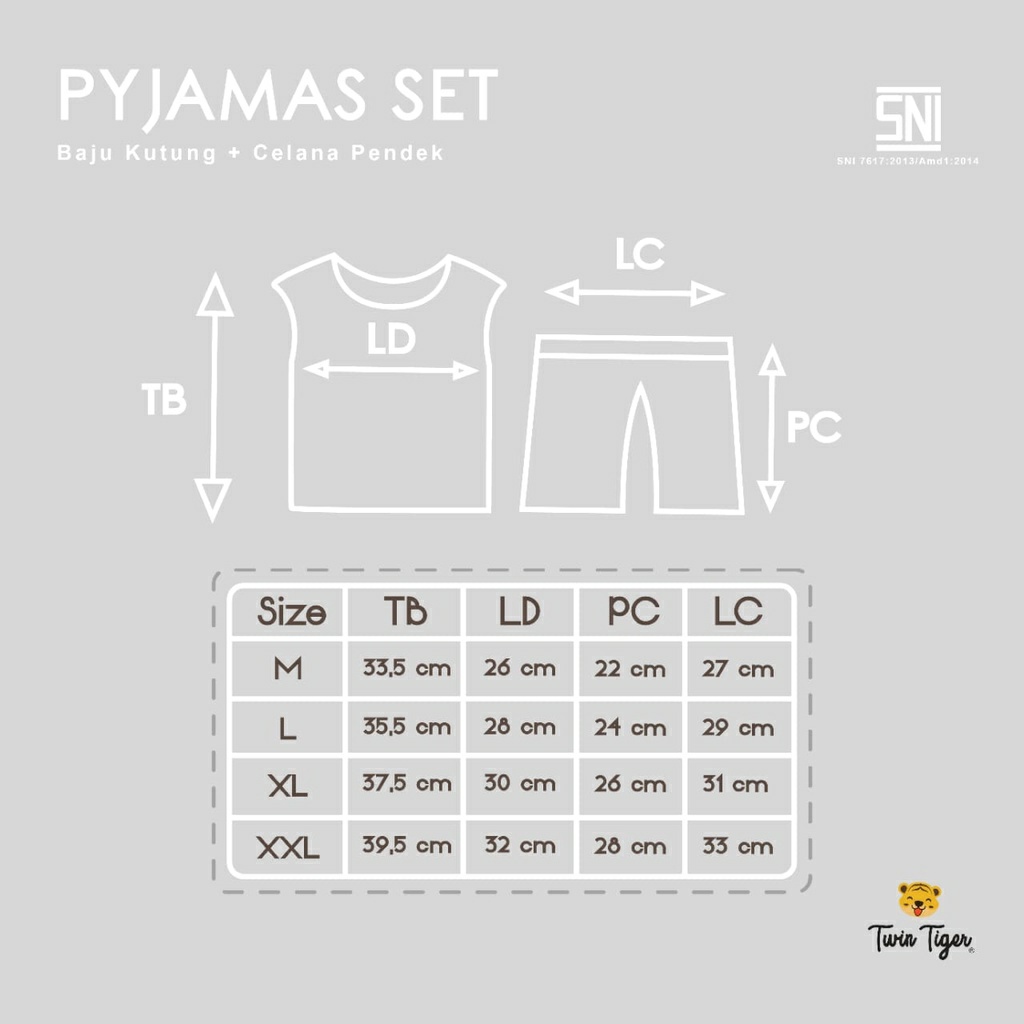 Twin Tiger Setelan Kutung Print Per 2 Pcs