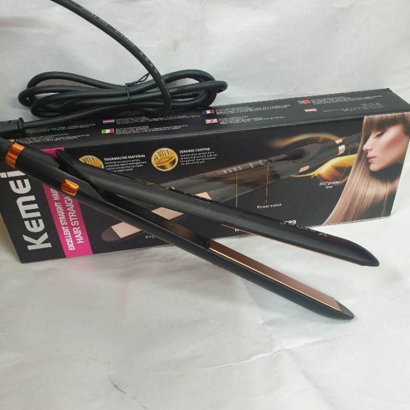 CATOKAN KEMEI | KM8889 | Hitam 2 in 1 Curly Keriting Suhu Panas