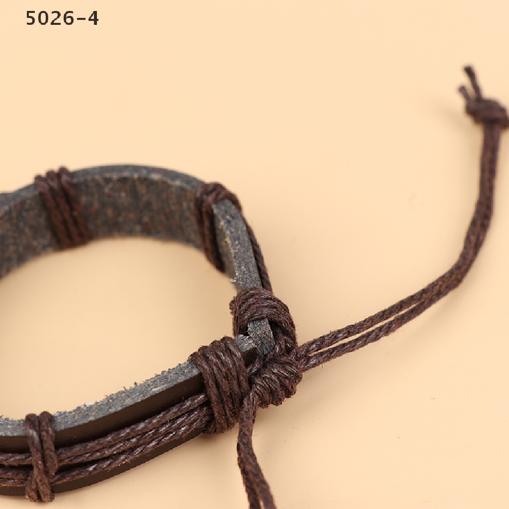 5026-4 Cross Leather Bracelet For Men Women Jesus Christian Religious Vintage Bracelets 5026-4