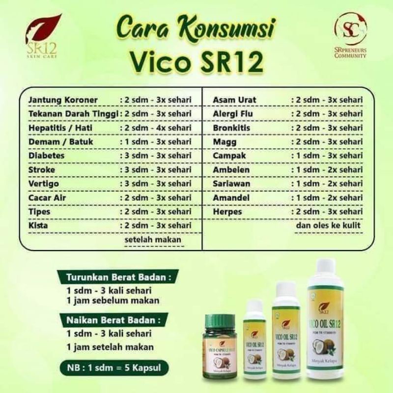 VCO OIL SR12 MINYAK KELAPA MURNI VIRGIN COCONUT OIL OBAT GATAL GATAL ELERGI  FLU BATUK LUKA BAKAR KA