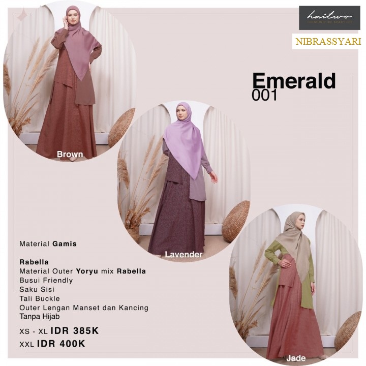 [NEW] PROMO GAMIS HAITWO EMERALD 001 / BAJU MUSLIM WANITA TERBARU / GAMIS KONDANGAN WANITA / BAJU DR