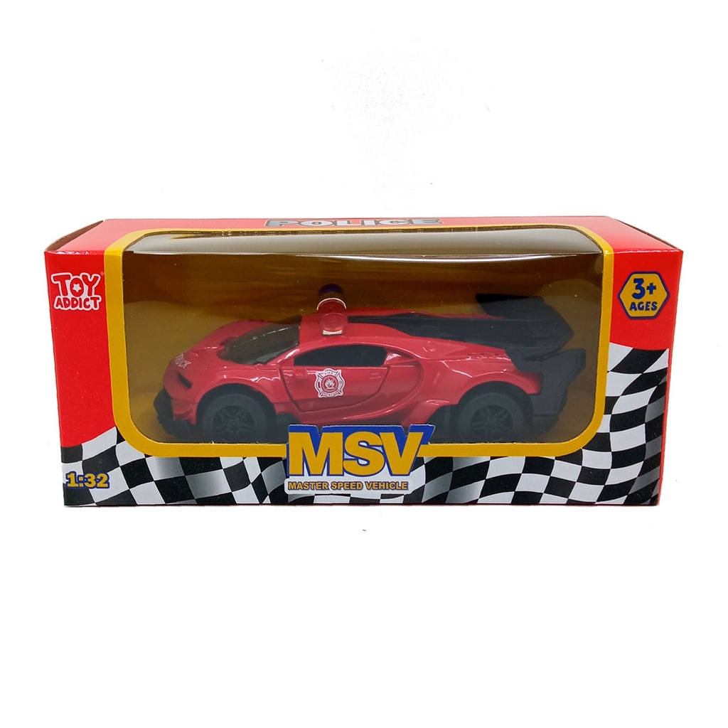 Toy Addict Bugatt1 Chiron Police Car Merah Diecast Mainan Mobil Polisi