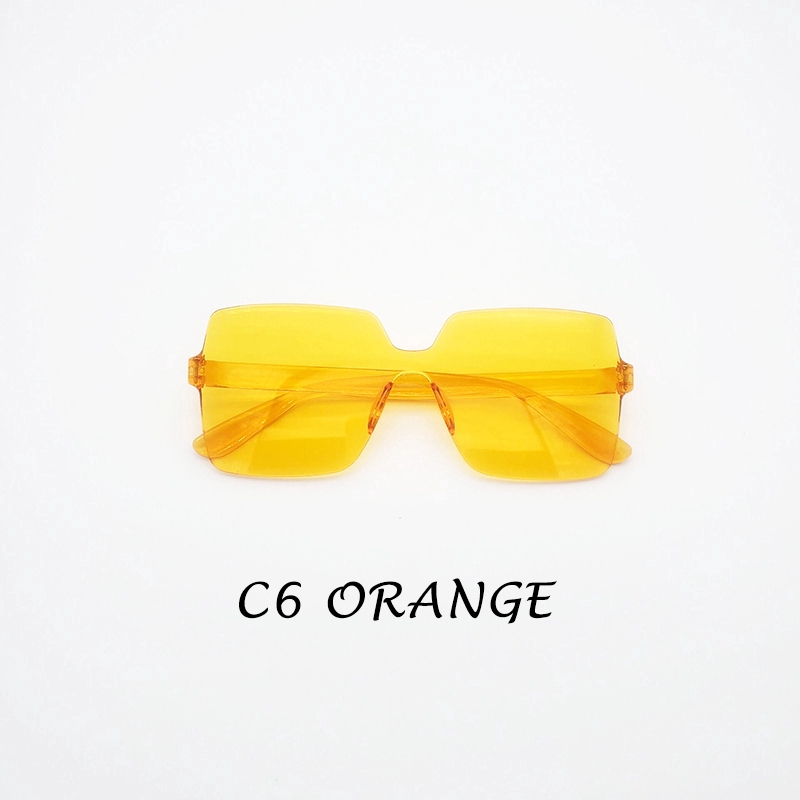 (YUZHU) Bayar Di Tempat Korean Fashion Candy Color Oversized Square Kacamata Hitam Wanita/Pria Sunglasses