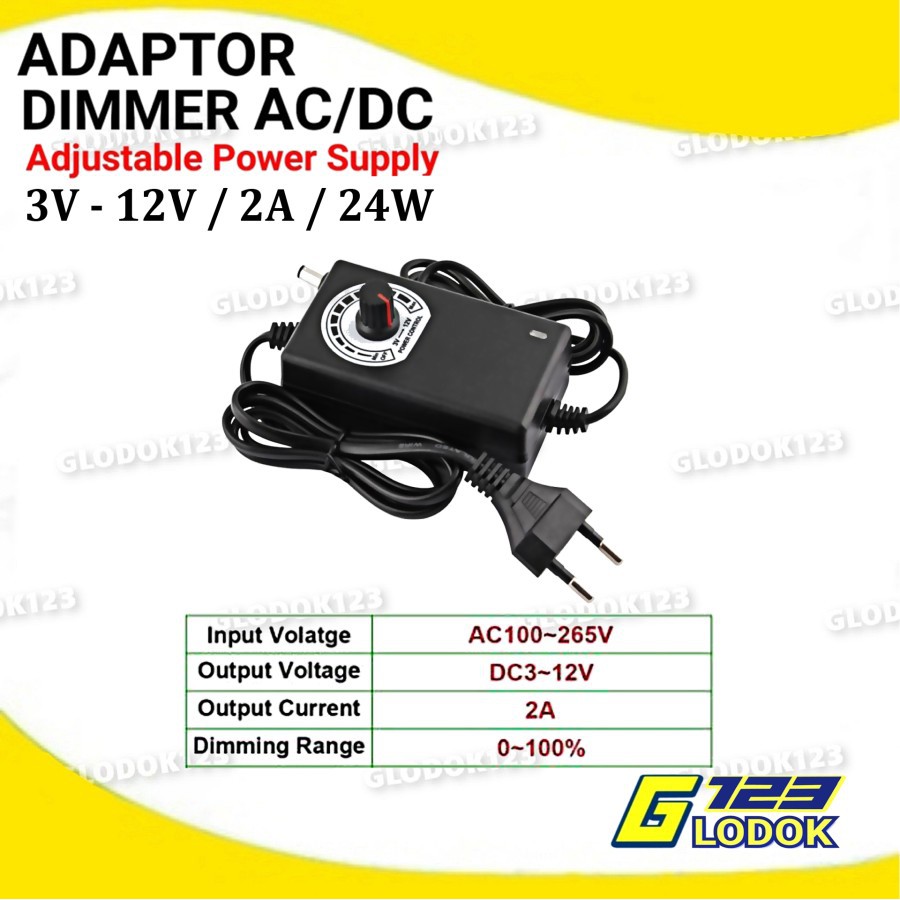 Adaptor Dimmer Switching Power Supply Adjustable AC DC 3 12 24 V 1A 2A