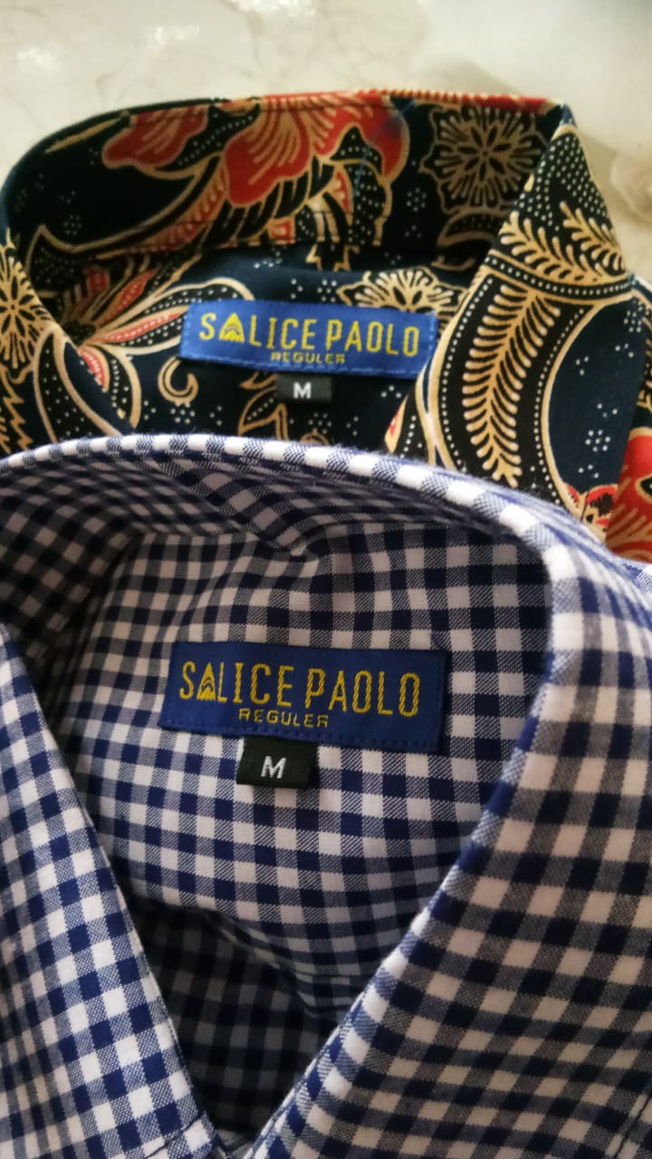 Kemeja Batik Salice Paolo Pendek Reguler Motif Bunga Sayap Orange Kuning