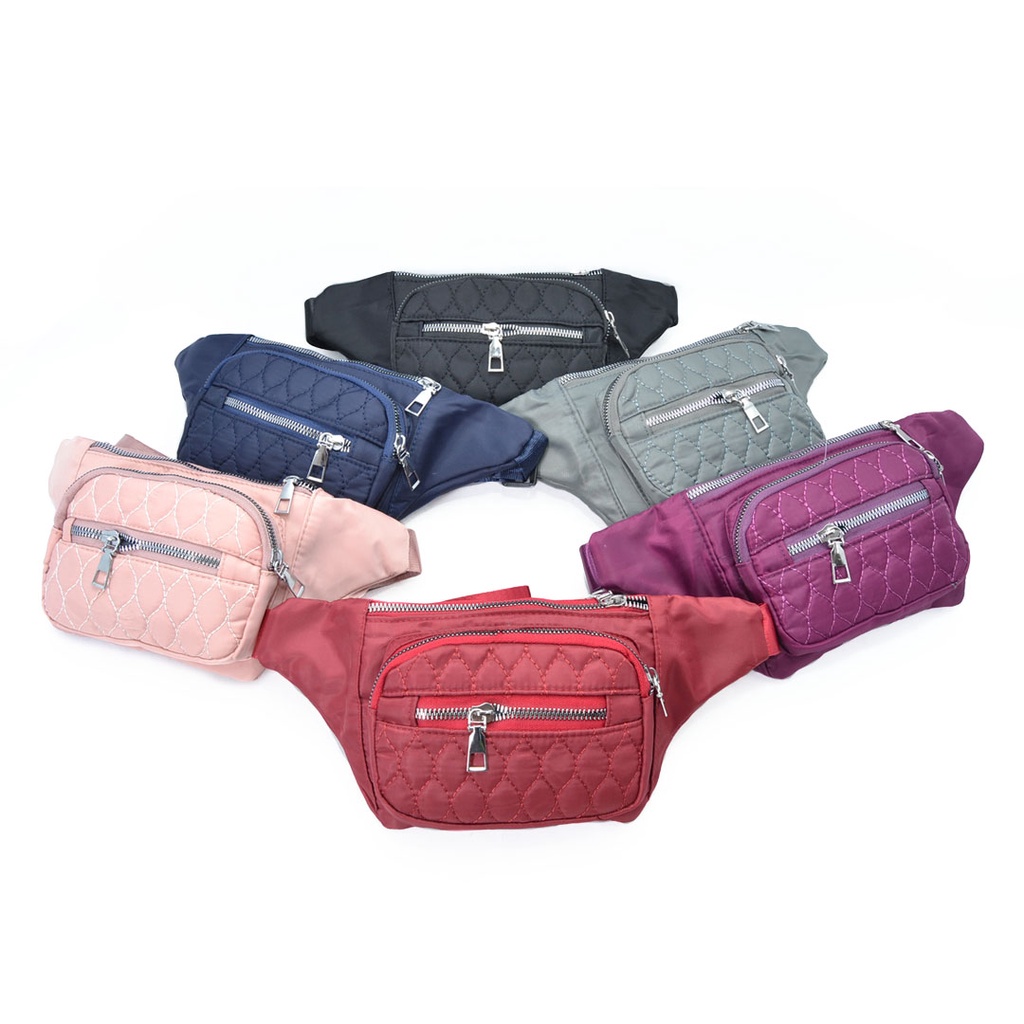 Tas Wanita Import Pinggang Slingbag Waist Bag Bahan Parasut Motif Embos Kualitas Super 025