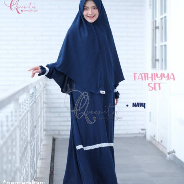 Gamis SYar'i Fathiyya Set  Navy / Gamis Fathiyya Set By Queenita